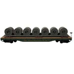 HO Scale Great Northern Flat Car with Cable Reels - Model Train‎ Collectible